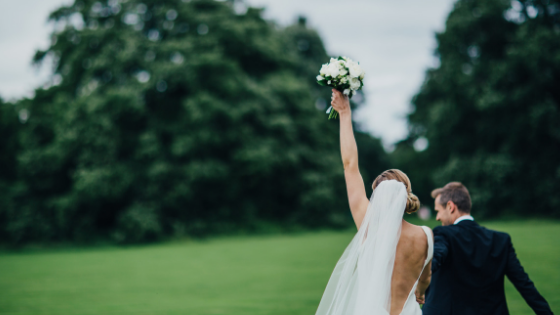 Bride and groom in the grounds of Leigh Court